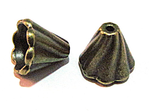 Perlkappe / Endkappe Kegel Tlle, bronzefarben, 13x12mm